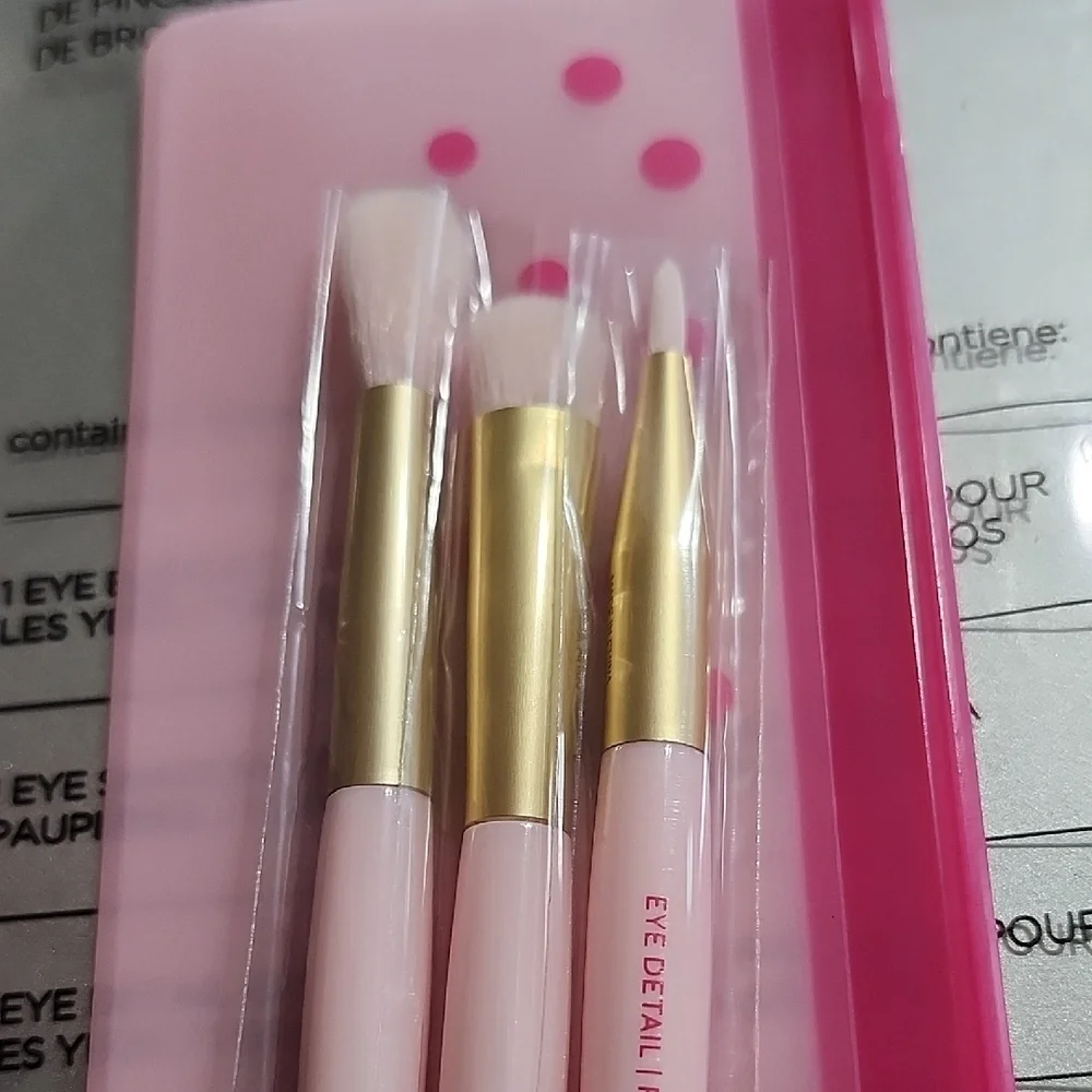 Pink Makeup Mini Essential Brush Set with Pouch Eye Blender Shadow Detail